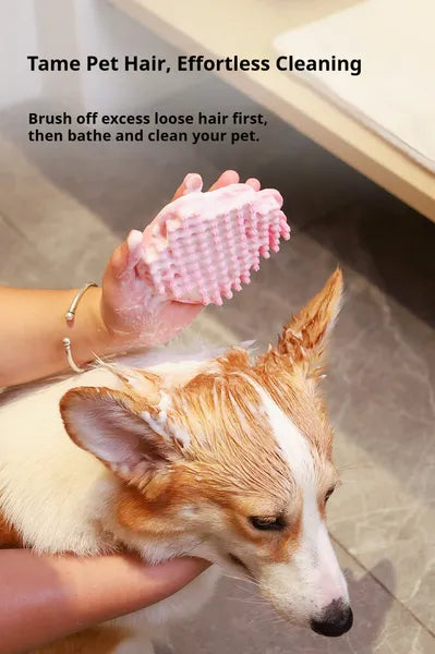 2-in-1 Pet Bath Brush – Soft Silicone Dog & Cat Grooming Massager
