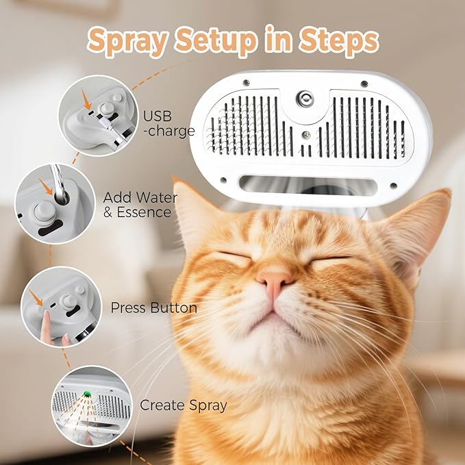 3-in-1 Steam Grooming Brush for Dogs & Cats