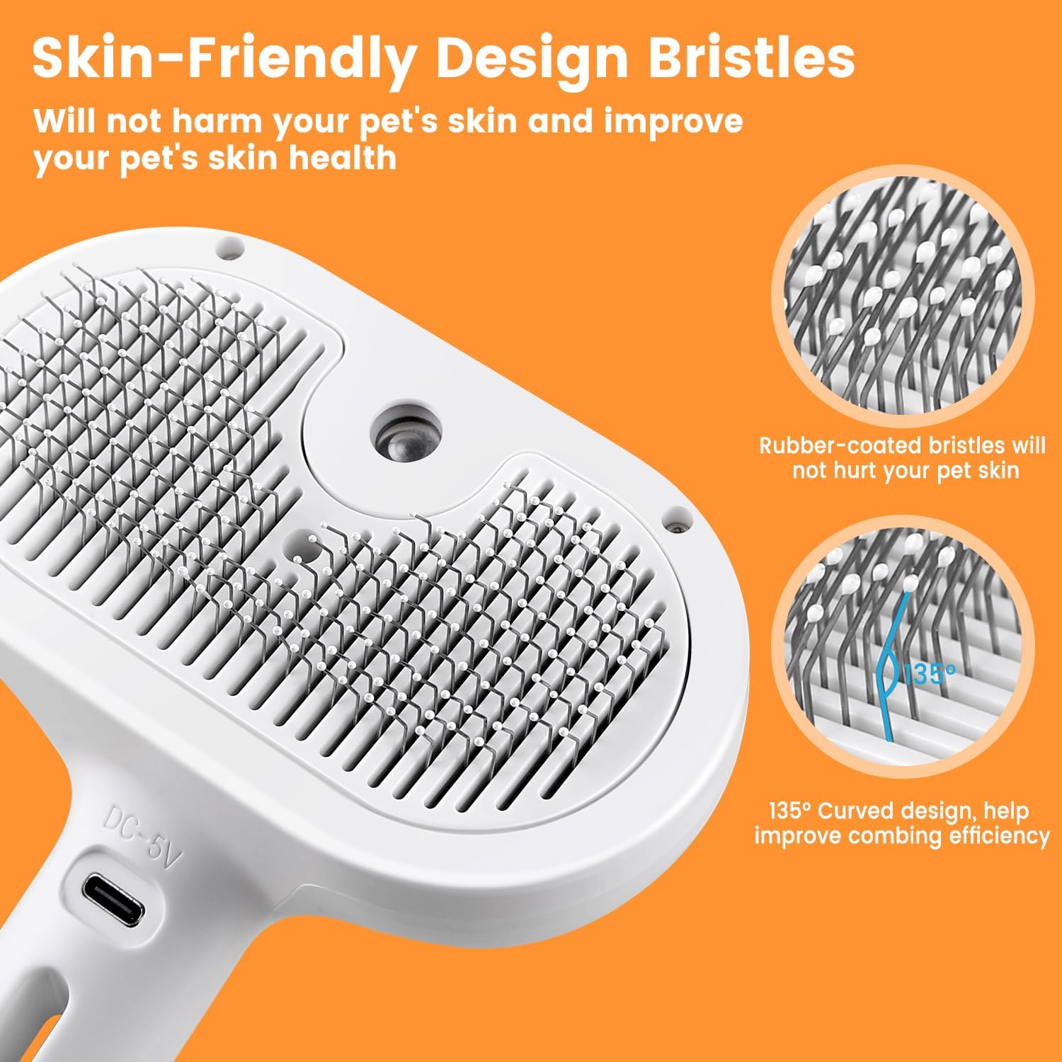 3-in-1 Steam Grooming Brush for Dogs & Cats