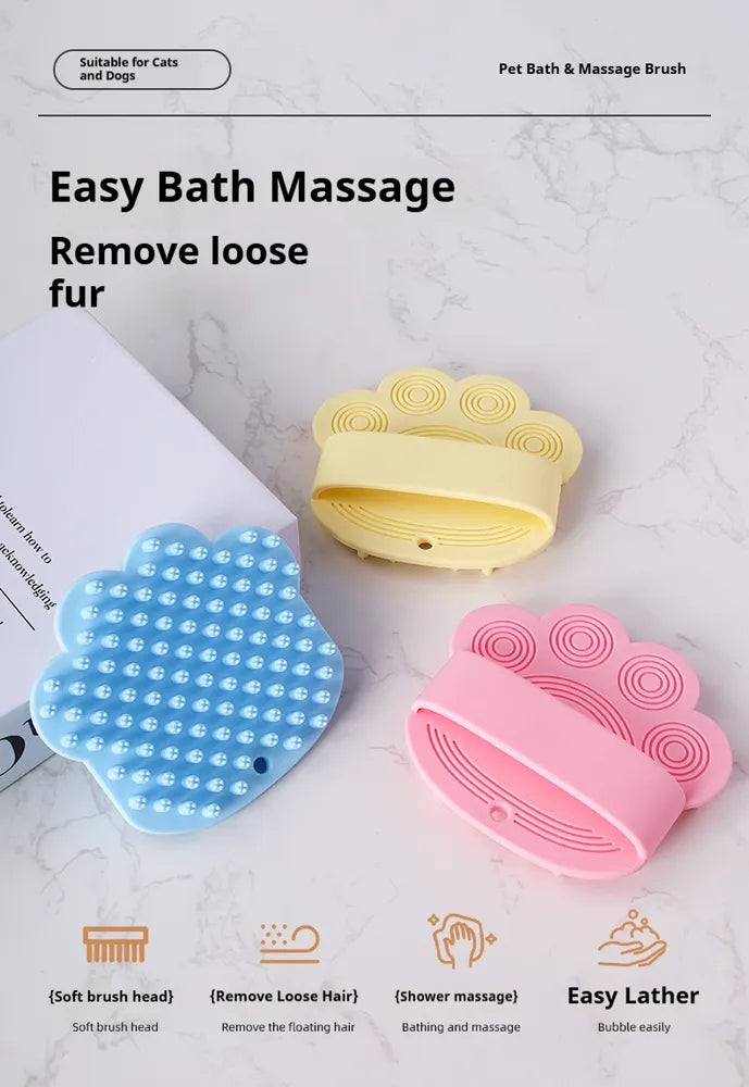 2-in-1 Pet Bath Brush – Soft Silicone Dog & Cat Grooming Massager
